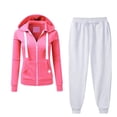 thumbnail image 2 of DailyTrove Women's Long Sleeve Zip-Up Hoodie & Pant Set - Solid Color, Casual Style, Spring & Street Wear,Pink, 2 of 6