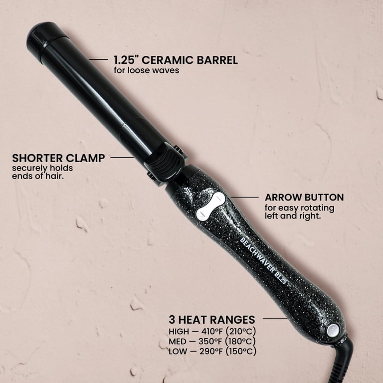 Beachwaver B-Series Ceramic Rotating Curling Iron, Black 