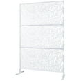 thumbnail image 4 of DUOSONG Outdoor & Indoor Privacy Screen Metal Privacy Screen 76" H×48" W, Freestanding Decorative Privacy Screen For Deck Balcony Patio, Privacy Fence Panels For Outside Lawn Garden Ps119 White White, 4 of 11
