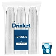 DRINKET Heavy Duty Crystal Clear Glasses Round Hard Plastic Cups 6 Oz Tumbler 100 Count Bulk Pack Disposable Reusable... by Prestee