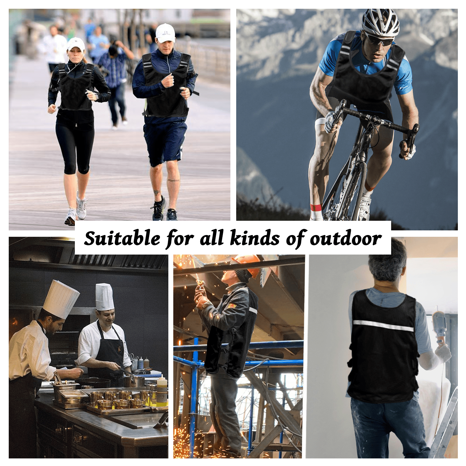 Leetye Mei Adjustable Breathable Mesh Cooling Vest, Black, 2XL