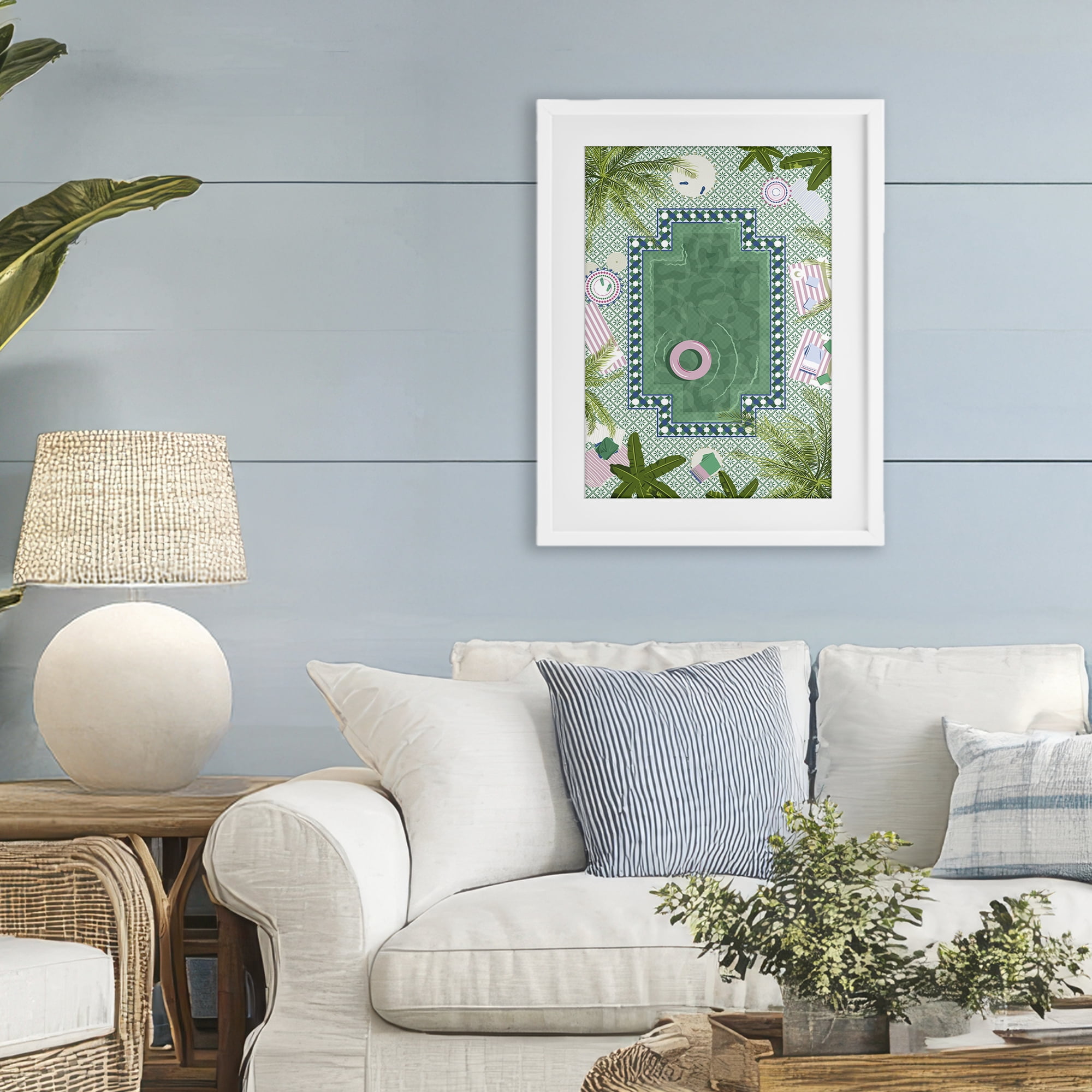 Stupell Industries Morocco Riad Pool White Framed Print Under Glass, design by Vero Illustrates