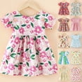 thumbnail image 5 of Gubotare Girls' Dresses Toddler Girl's Floral Spring Skater Dresses Casual Summer Short Sleeve Dress Size 18-24 Months (Light Pink,18-24 Months), 5 of 5