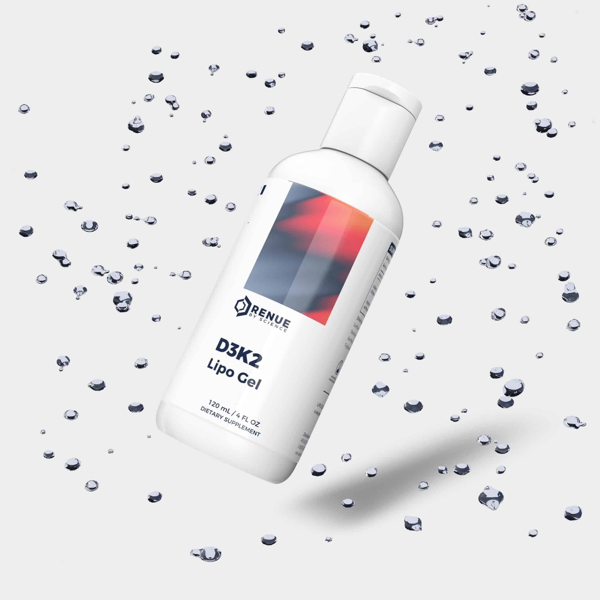 RENUE by SCIENCE Vitamin D3 K2 Gel | High Strength Liposomal D3 K2 Supplement | 120ml Vitamin D K2 Gel - 2500IU Vitamin D3 & 200mcg Vitamin K2 per Serving | Non-GMO & Allergen Free | Made in the USA