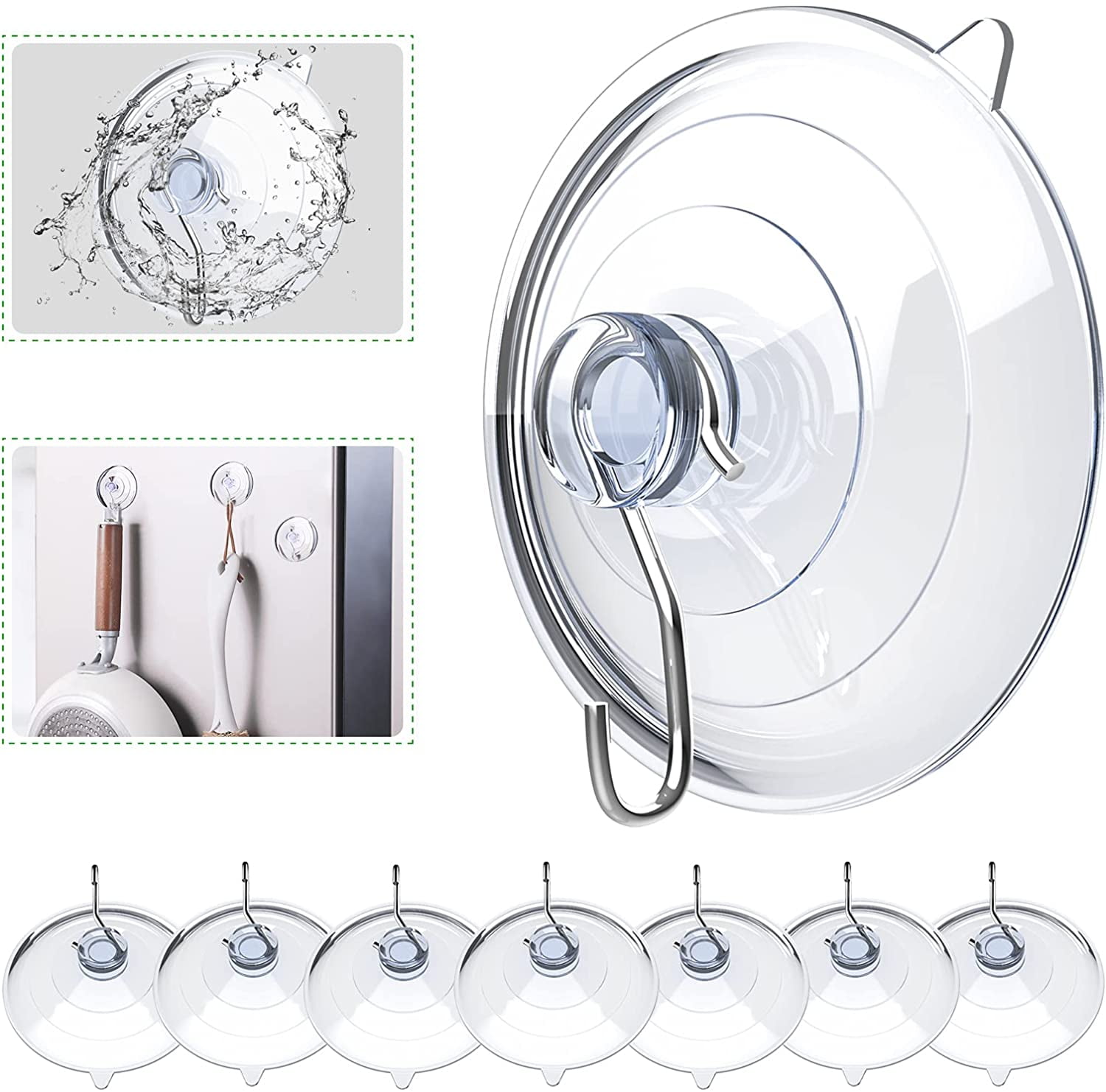 VIS'V Suction Cup Hooks, Small Clear Heavy Duty Vacuum Suction Hooks Shower  Wall Suction Cup Hangers Removable Reusable Window Glass Door Suction