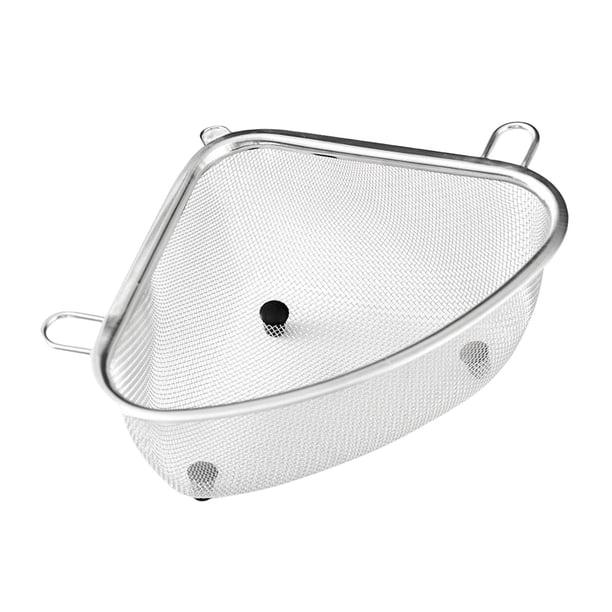 Colador de cocina triangular, práctico organizador para colocar sobre el fregadero, de acero inoxidable Colgando L