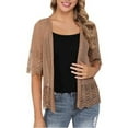 thumbnail image 2 of Womens Sheer Shrug Lace Crochet Short Sleeve V-Neck Beach Cover Up Cardigan Shirt Top Shawl, 2 of 3