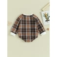 thumbnail image 4 of Wassery Baby Boy Girl Romper Clothes 3M 6M 12M 18M Infant Boys Girls Round Neck Long Sleeve Plaid Print Toddler Fall Bodysuits, 4 of 8