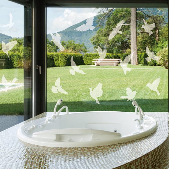 Pegatinas anticolisión para ventanas y puertas de cristal contra aves. Protege y evita colisiones con aves. Pegatinas para ventanas contra colisiones con aves.