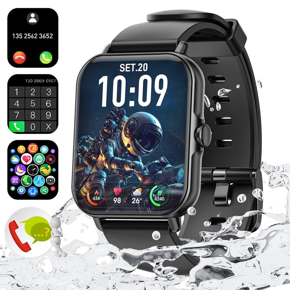 Carkira L21 Smart Watch Bluetooth Calling 1.69 Inch Mens Womens Sports Fitness Smartwatch for Android Ios Black