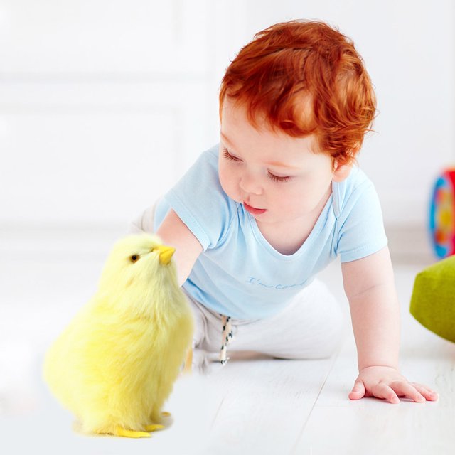 Simulación Lindo Peluche Pollito Juguete Pascua Realista Peludo Pollo Educación Temprana