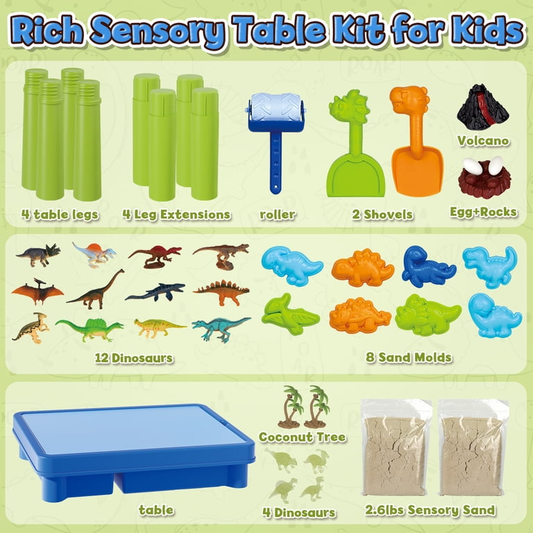 KWANITHINK Sand Table with Dinosaur Toys, Age 3-8 photo 7