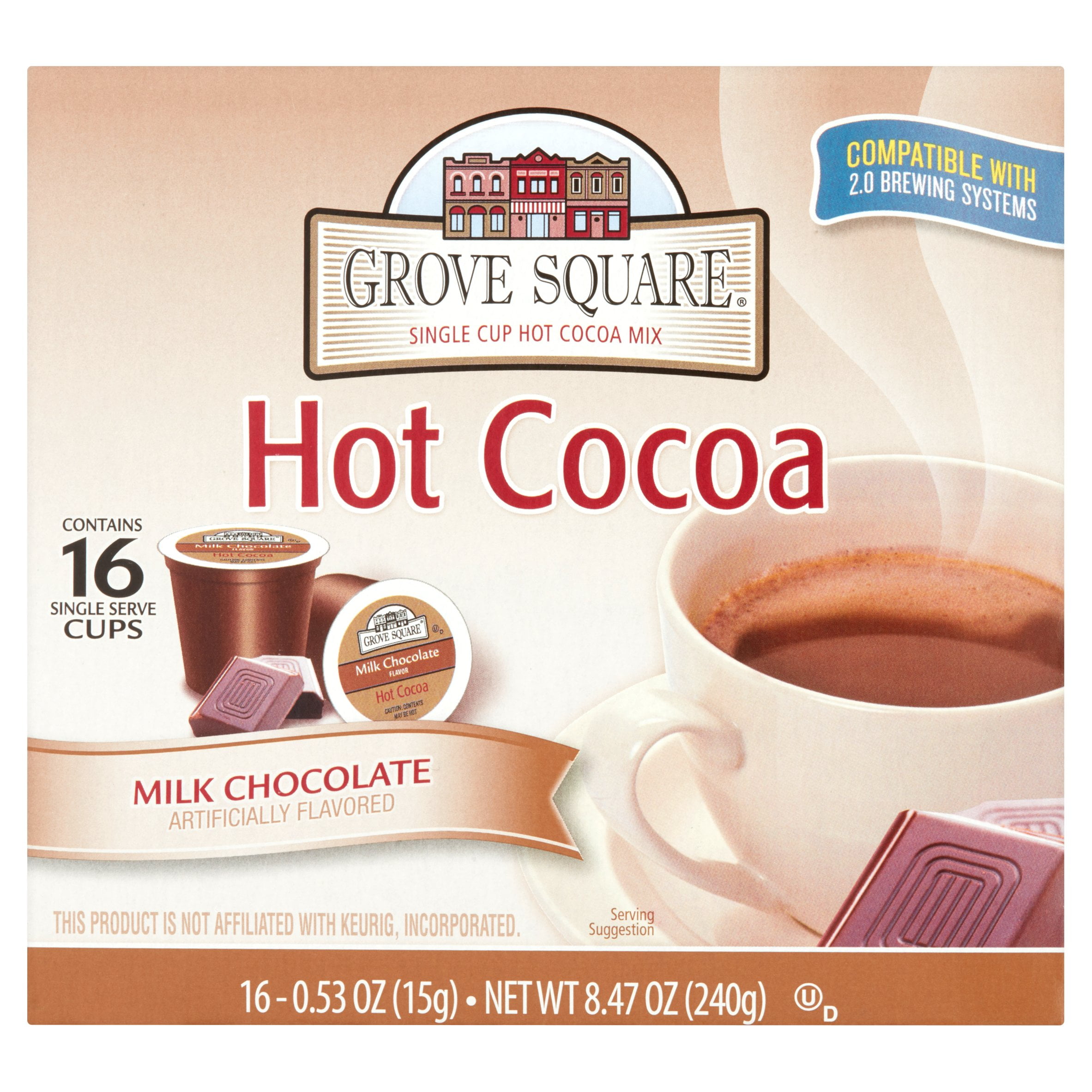 Grove Square Milk Chocolate Hot Cocoa Mix 8.47 oz. 16 ct. K-Cups Box by Sturm Foods, Inc.
