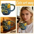 thumbnail image 2 of Starry Night Artistic Coffee Mug - 3.5 Inch Cute Van Gogh Inspired Ceramic Cup With Stainless Steel Liner, Hand-Painted 3D Design - For Coffee Lovers, Art Enthusiasts, Daily Use, 2 of 6