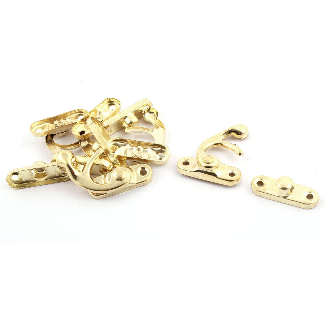 Home Metal Swing Bag Chest Hasp Box Latch Hook Lock Gold Tone 5 Sets