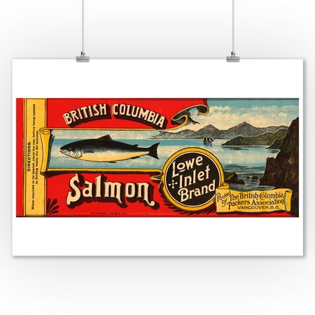 Lowe Inlet Brand Salmon Label - Vancouver, BC (9x12 Art Print, Wall Decor Travel