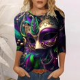 thumbnail image 2 of PMUYBHF T-Shirt Imprimé Joyeuses Fêtes Manches 3/4 Col Rond Blouse 3802 TG, 2 of 5
