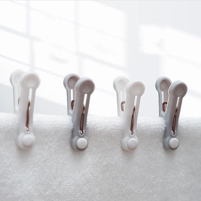 16 pinzas para ropa suaves y resistentes al viento, pinzas de agarre para línea de lavado para ropa, calcetines, toallas, Banban blanco y gris ShuxiuWang 9024735200611