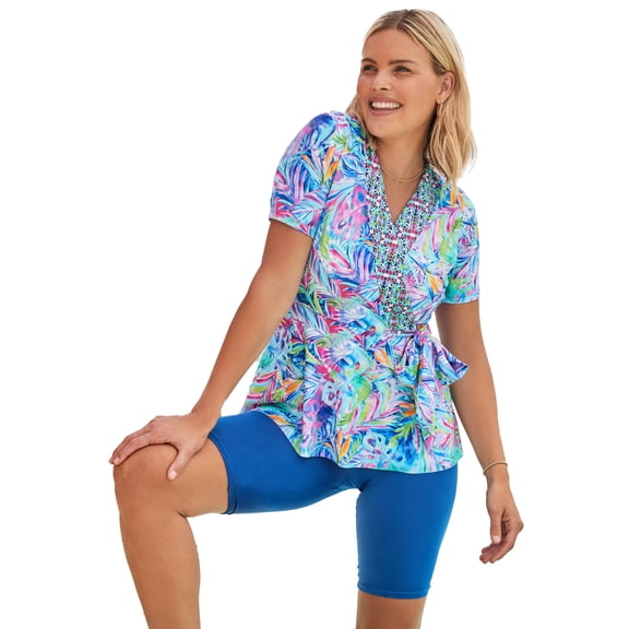 Swim 365 Women's Plus Size Faux Wrap Tankini