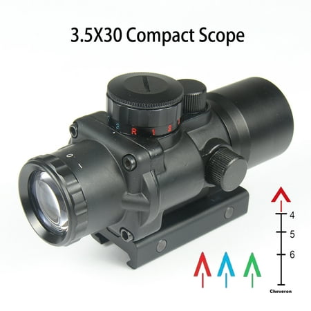 BLACK HORSESHOE Reticle 3.5X30 Ultra Compact Prismatic Red Blue Green Illuminated Fixed Power (Best Fixed Power Scope For Hunting)