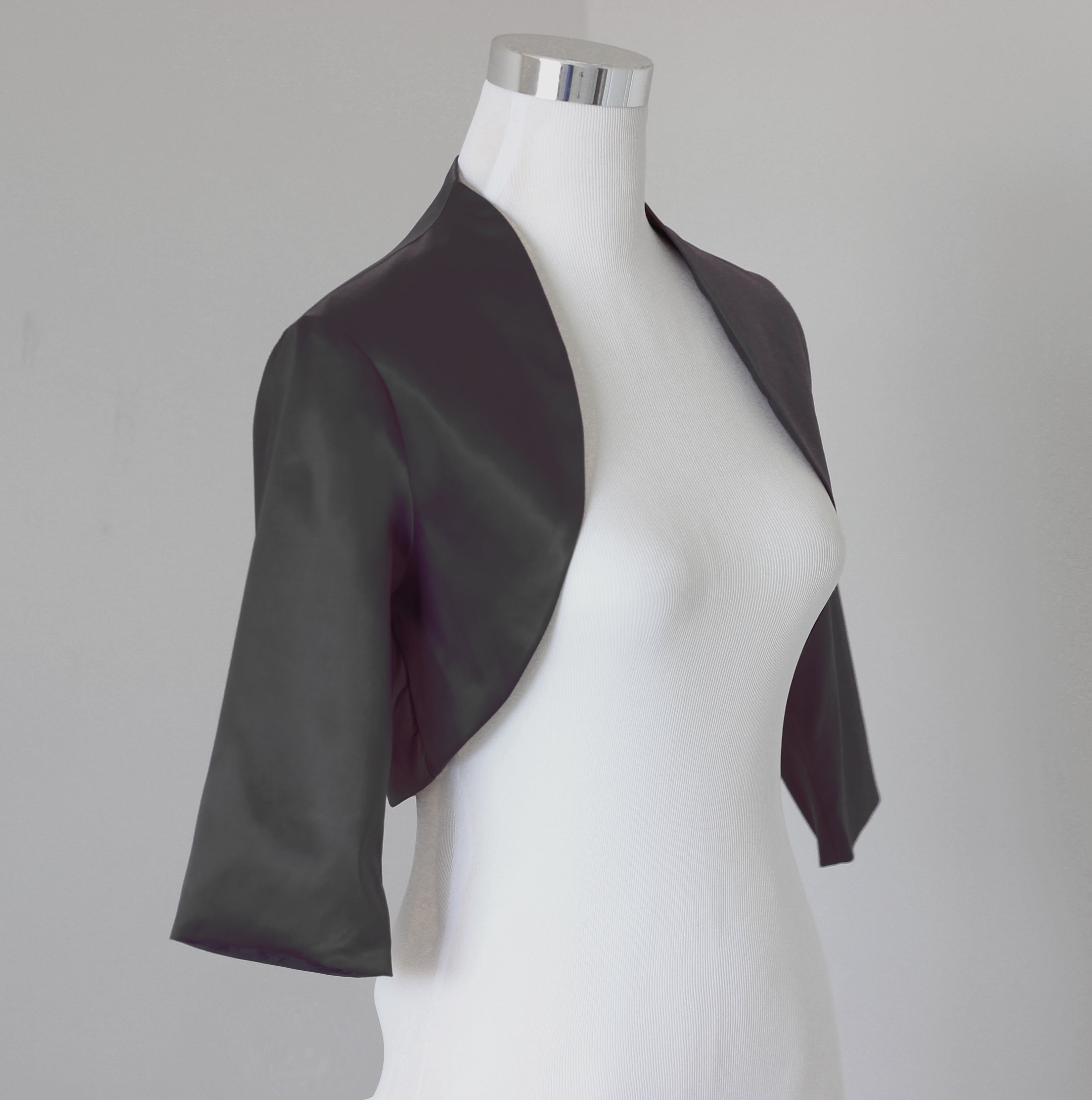 Satin 34 Sleeve Bolero Shrug Cardigan Top S 4XL Black,2XL Satin 34 Sleeve Bolero Shrug Cardigan Top S 4XL Black,2XL
