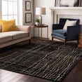 thumbnail image 5 of HomeRoots 678537 9 x 12 ft. Black Ivory & Beige Striped Washable Machine Made Rectangle Area Rug with UV Protection, 5 of 9