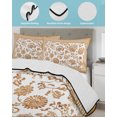 thumbnail image 3 of Twin XL Quilt Bedding Set, Orange Floral Reversible Summer Quilt 3 Pieces, Vintage Flowers Botanical Farmhouse Greek Key Lightweight Bedspreads Coverlets with 2 Pillow Shams for All Seasons, 3 of 5
