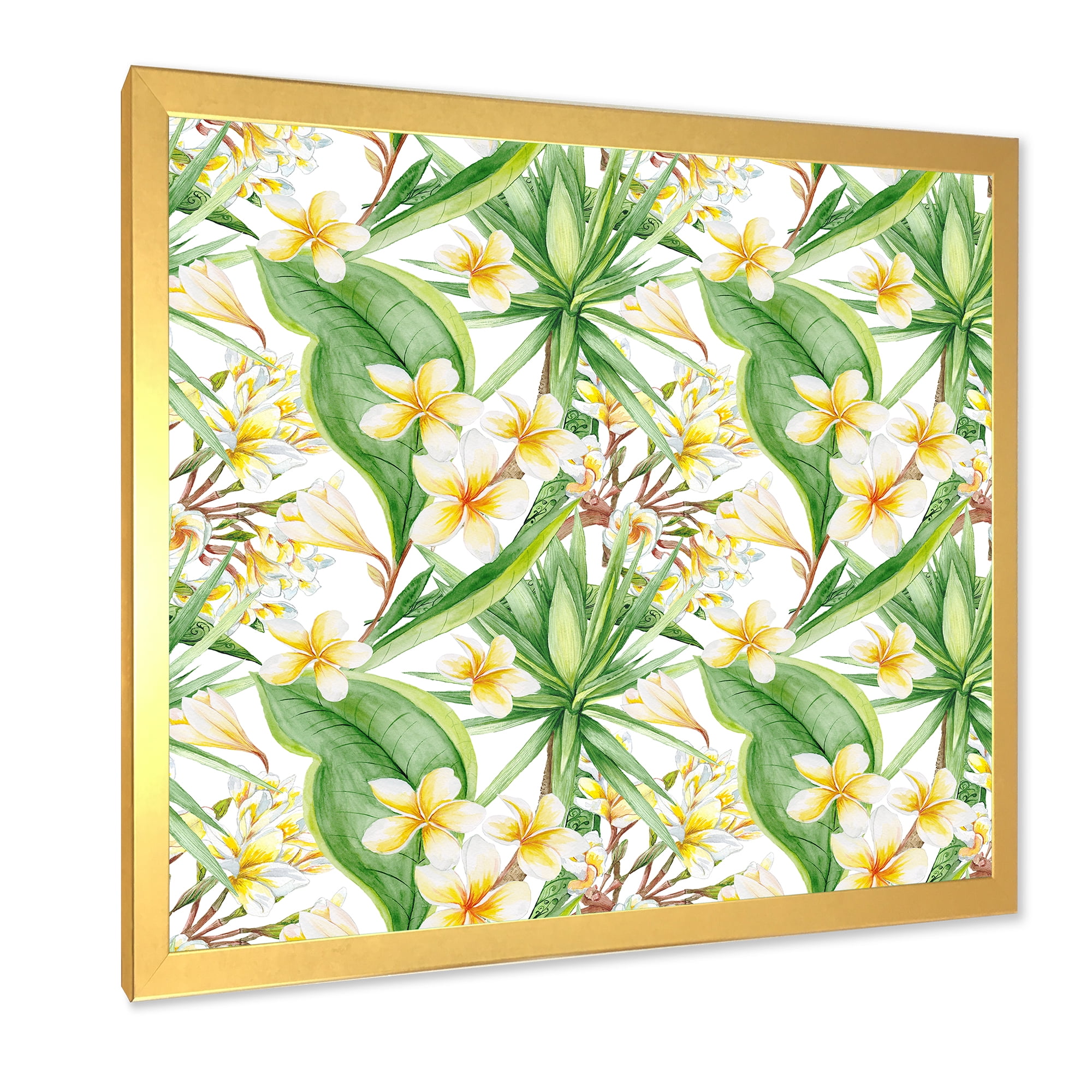 Designart 'Yellow Flowers and Tropical Foliage IX' Modern Framed Art Print