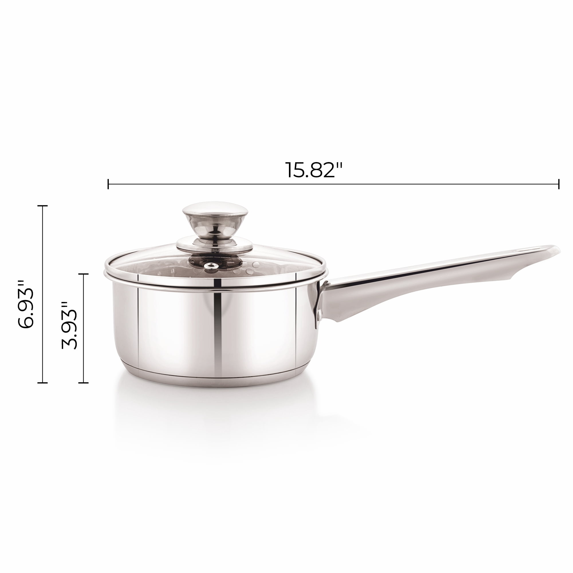 Mainstays 3QT Stainless Steel Saucepan with Straining Lid