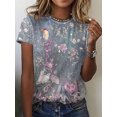 thumbnail image 1 of Camiseta informal de verano para mujer, camisetas de manga corta con estampado de flores, Tops de calle para mujer, con cuello redondo Camiseta holgada, Top, 2022, 1 of 5