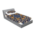thumbnail image 2 of Ambesonne Ethnic Fitted Sheet & Pillow Sham Set, Floral Mandala Motif, Twin, Blue Orange Purple, 2 of 2