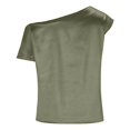 thumbnail image 4 of Afdoent Womens Tops Solid Color Sleeveless Shirt With Irregular Shoulders One Neck Pullover Elegant, 4 of 5