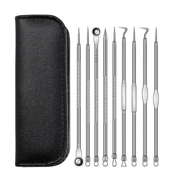 9 in 1 Pimple Blackhead Remover Extractor Tool Kit, Professional Safe Treatment for Zit Popper Removing for Nose Face Skin