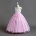 thumbnail image 6 of Miluxas Sleeveless Flower Girl Dress A-Line Straight Tutu Tulle Backless Princess Puffy Lace Dresses Party Gown Pink 6-7 Years, 6 of 9