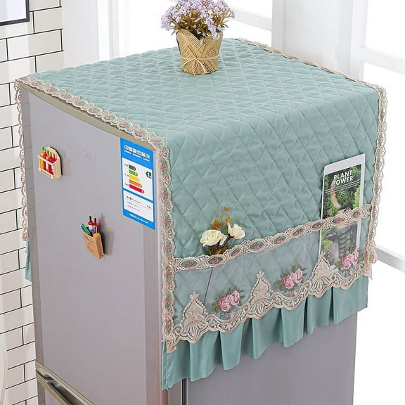 Namzi Refrigerator Cover Cloth Single Double Door Refrigerator Dust Cover Lace Fabric Home Dust Cover 140 * 55cm (Style 6-Blue)