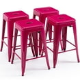 thumbnail image 6 of Stackable Bar Stools Set of 4, 24 Inch Metal Counter Height Stools for Indoor Outdoor Kitchen Patio Classroom Garden, Industrial Barstools (Hot Pink), 6 of 9