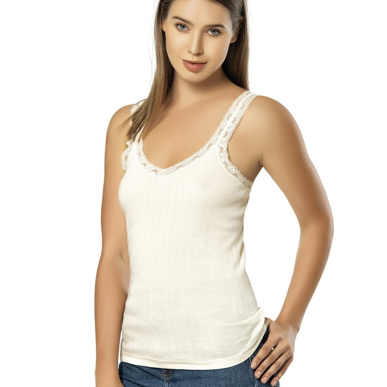 Camisole for Women, 100% Cotton, Airy Soft Comfy Lace Cami Tank Tops Undershirt (Cream/Lace Strap, X-Large) Camisole for Women, 100% Cotton, Airy Soft Comfy Lace Cami Tank Tops Undershirt (Cream/Lace Strap, X-Large)