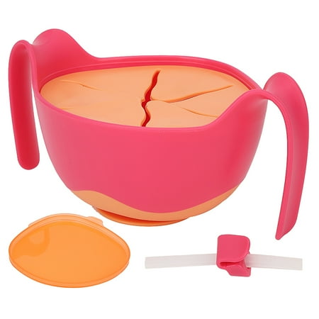 

Baby Bowls Elastic Bowls Simple Kitchen For Infant Home Baby 480ML Rose Red Bowl
