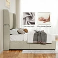 thumbnail image 7 of Merluxy King Bed Frame with Lift up Storage,Linen Platform Bed Frame,Khaki, 7 of 7