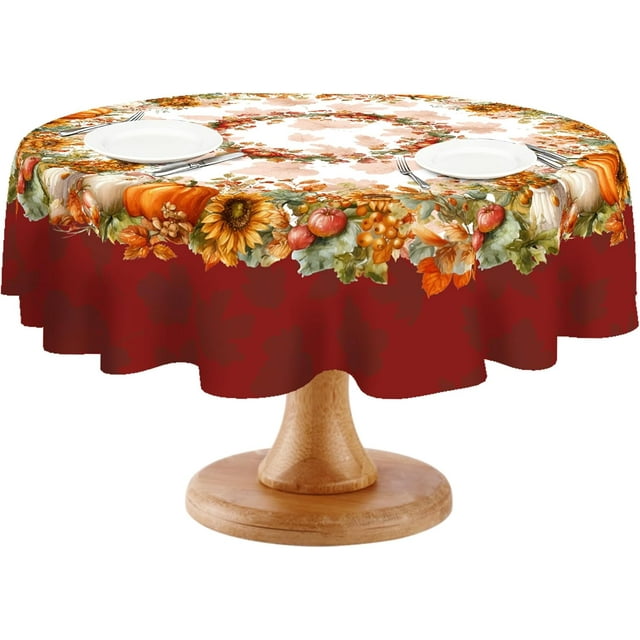 Fall Thanksgiving Rectangular Tablecloth x (xcm) Wipe Clean Pumpkin Table Cover for Family Gatherings Holiday Dinners Home Kitchen Decor