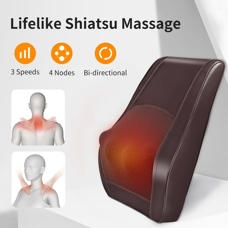 Back Massager Neck Massager with Heat, Boriwat 3D Kneading Massage Pillow  for Neck and Back, Shoulder, Leg Pain Relief, Stress Relax at Home Office