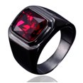 thumbnail image 1 of Bague Chevalière Homme en Acier Inoxydable 316L avec Cristal Noir Rouge Pierre Classique Bagues Homme Cadeau Bijou Noir Rouge 13, 1 of 5