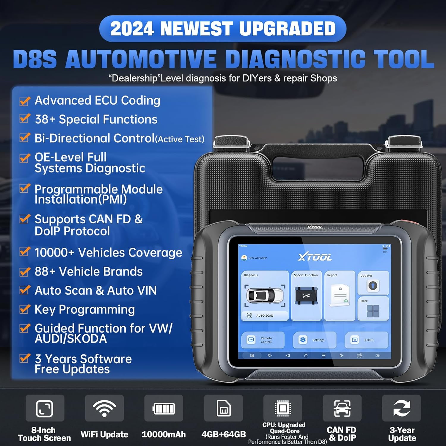 XTOOL D8S Automotive Diagnostic Scan Tool 2024 Newest with 3 Years