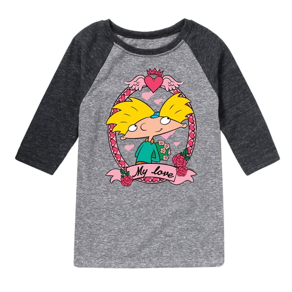 Hey Arnold! - Valentine's My Love - Toddler And Youth Raglan Graphic T-Shirt
