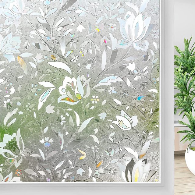 Película para ventanas Privacidad Sin pegamento Adherencia estática Película de vidrio para ventanas Pegatinas decorativas para ventanas Control de calor para dormitorio Cocina Oficina