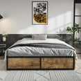 thumbnail image 5 of Merrland Queen Size Platform Industrial Bed Frame with 4 Large Storage Drawers, Brown, 5 of 10