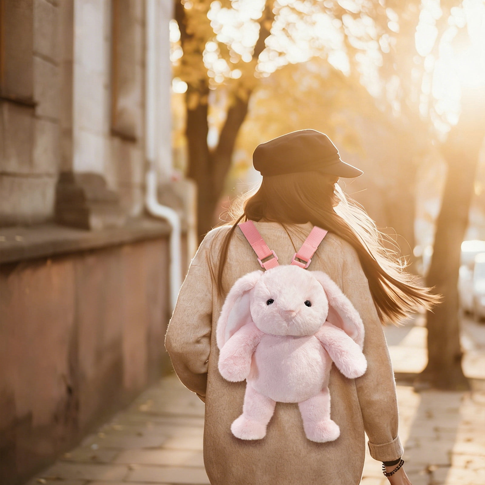 SPOORYYO Forest Animals Plushie Toy Backpack Cute Animal Shaped Stuffed Toy with Straps Adorable Rabbits for School Birthday Gift