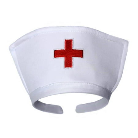 SeasonsTrading White Nurse Hat Headband with Red Cross Costume Accessory