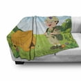 thumbnail image 3 of Camping Soft Flannel Fleece Throw Blanket, Little with Tent in Nature Forest Adventure Children Discovery of Woods, Cozy Plush for Indoor and Outdoor Use, 70" x 90", Multicolor, by Ambesonne, 3 of 6