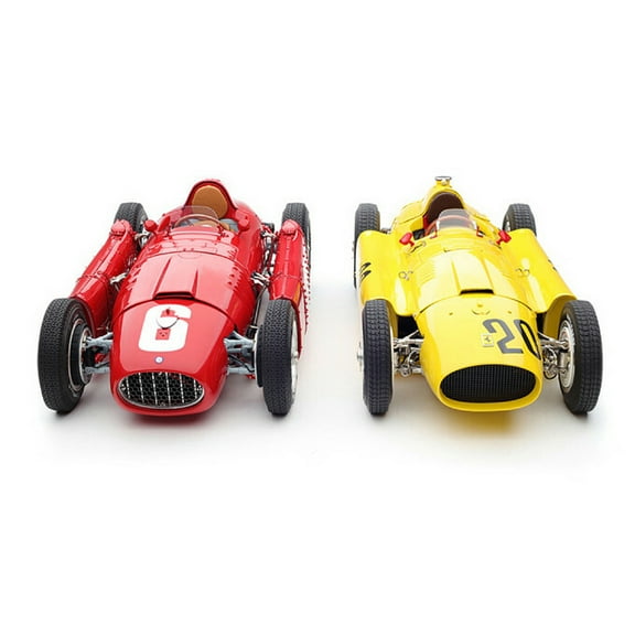 Bundle of 2 Cars 1956 Ferrari D50 #20 GP Belgium (Yellow) & 1955 Ferrari Lancia D50 GP Turin (Red) 1/18 by CMC